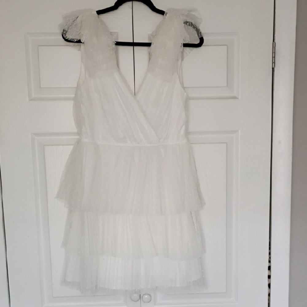 Lulu's Betsey White Tiered Dress Bride Shower XL